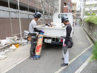 屋根工事前のKY活動