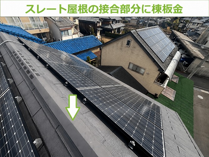スレート屋根の棟板金