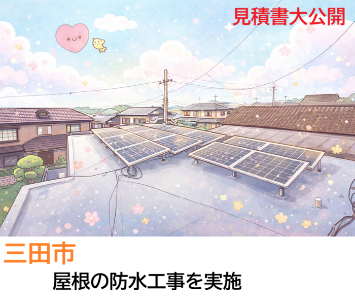 三田市　【見積書大公開】屋上に塩ビシート防水 機械固定工法で施工（面積１２０㎡）