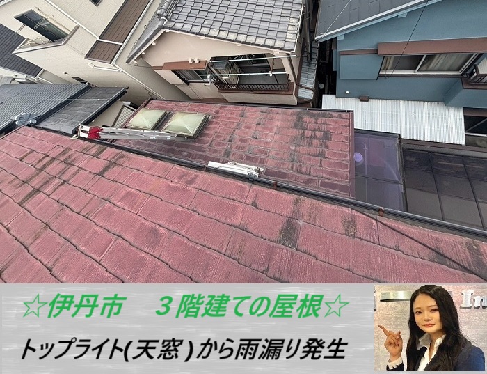 伊丹市 雨漏りが発生したトップライト(天窓)を無料調査!