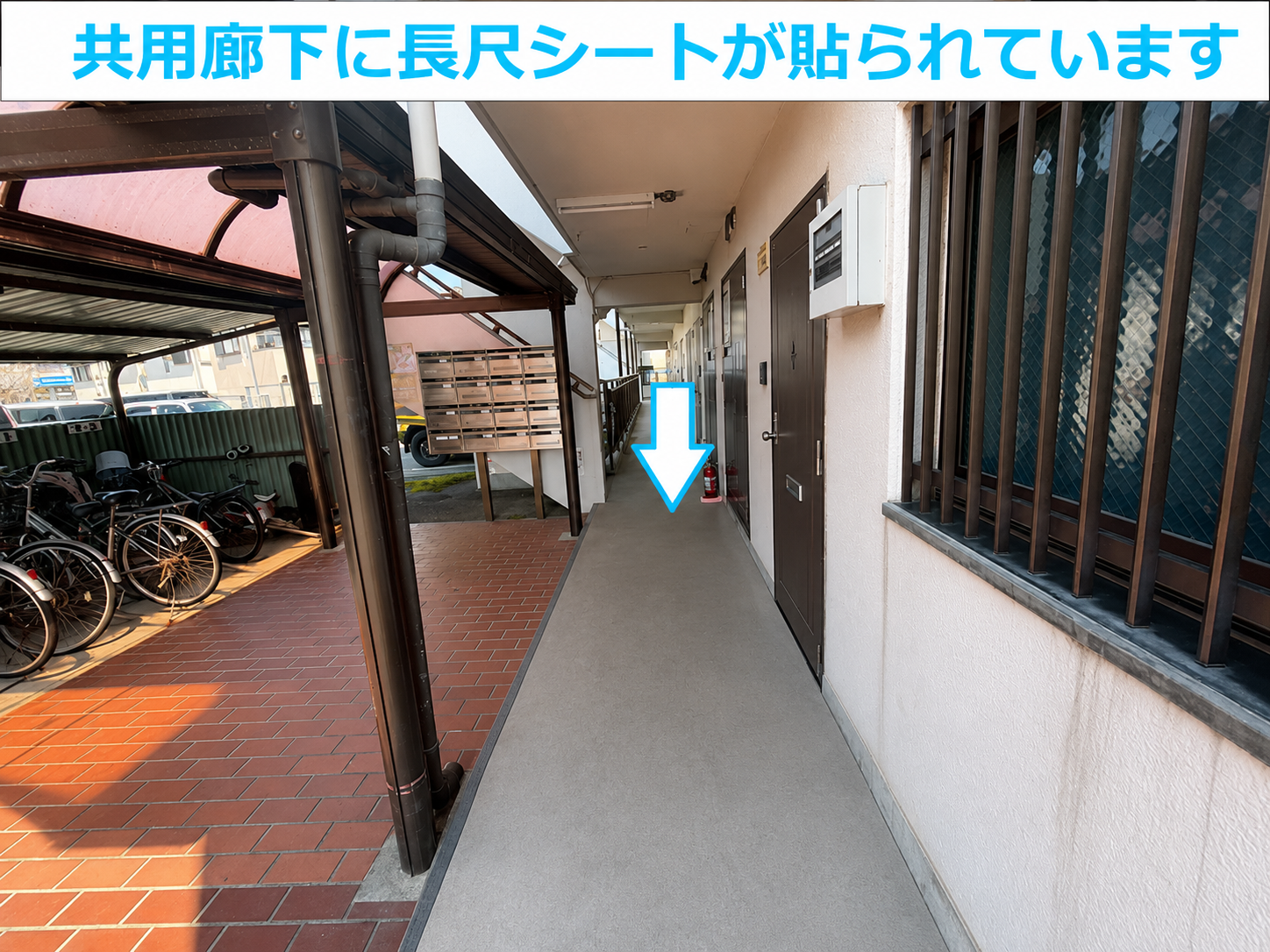 共用廊下の長尺シート