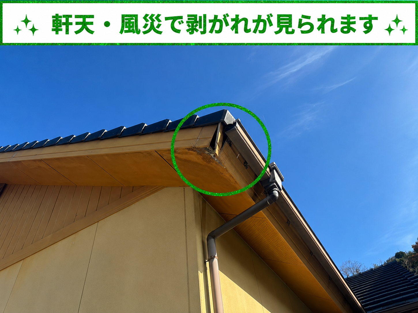 芦屋市で軒天の剥がれ原因を調査