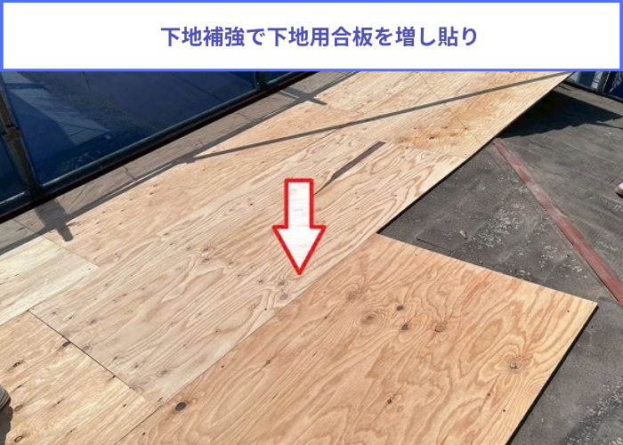 下地補強で下地用合板を増し貼り