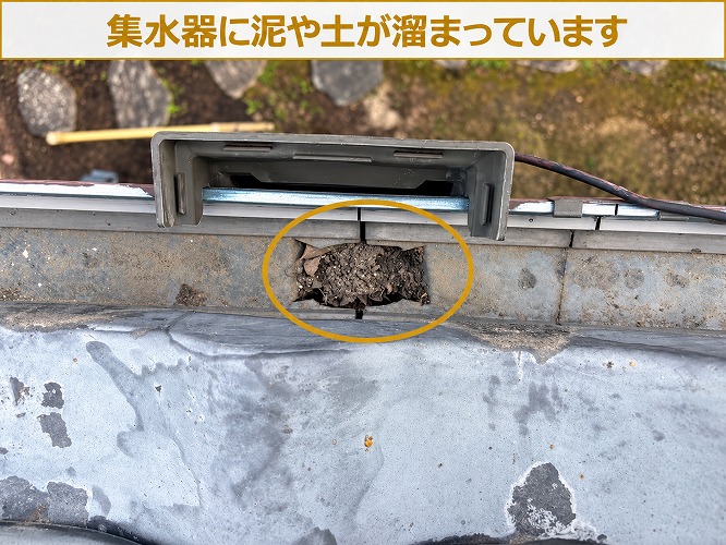軒樋内部の詰まり