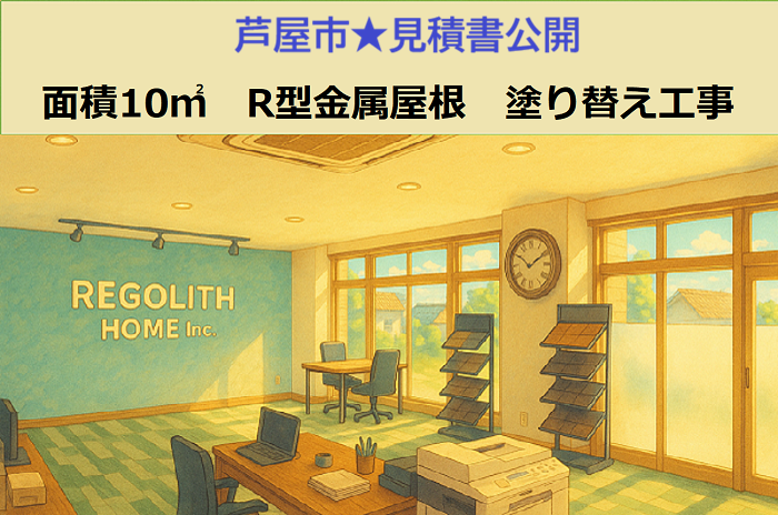 芦屋市★見積書公開！R型金属屋根10㎡の塗り替え工事（日本ペイント使用）