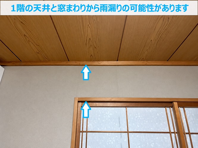 雨漏りしている室内