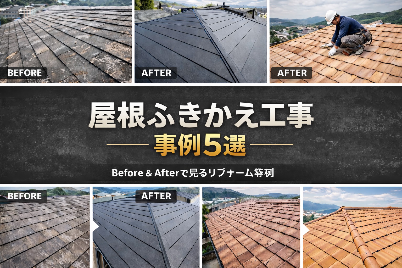 西宮市★屋根葺き替え工事事例５選！屋根材別に費用と工法をご紹介