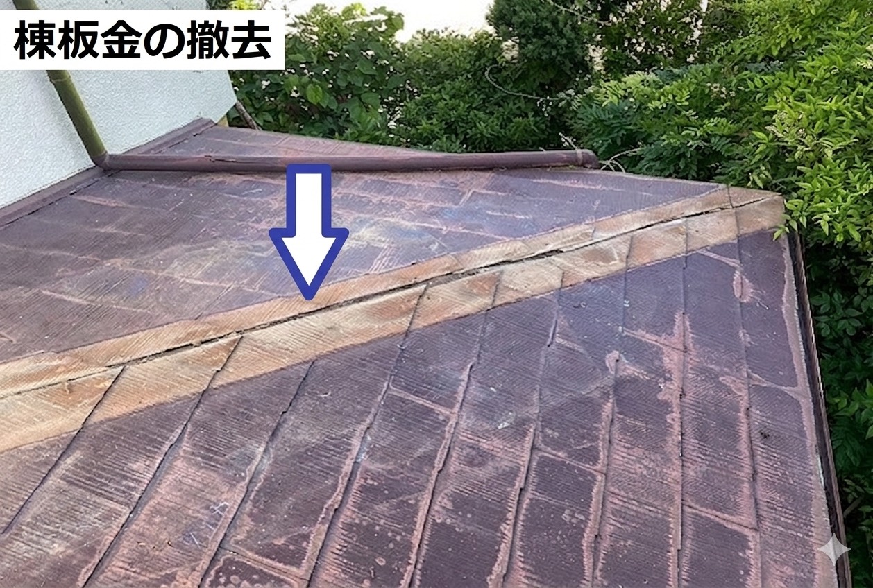 棟板金の撤去