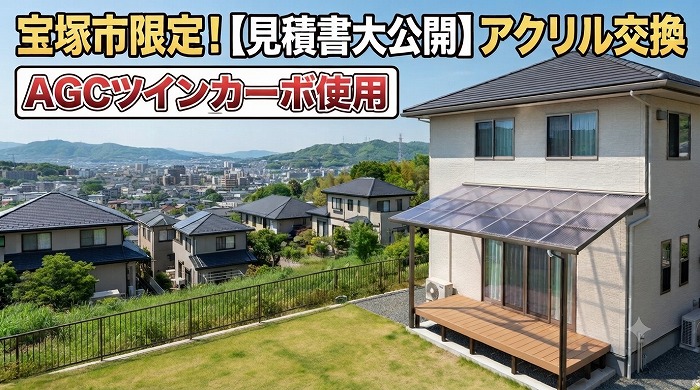 神戸市西区でアクリル屋根交換としてＡＧＣツインカーボを使用する現場のサムネイル