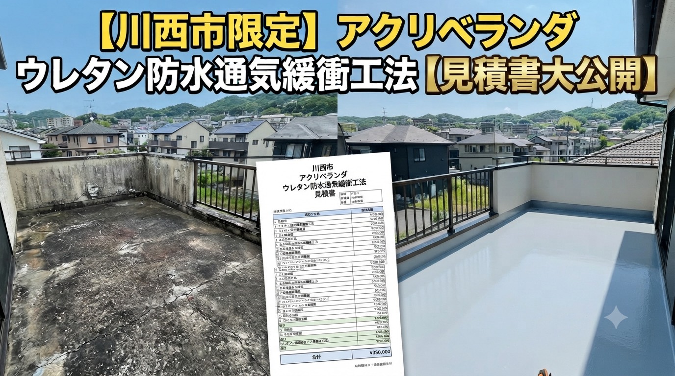 川西市★ベランダ・ウレタン防水通気緩衝工法の見積書大公開！！