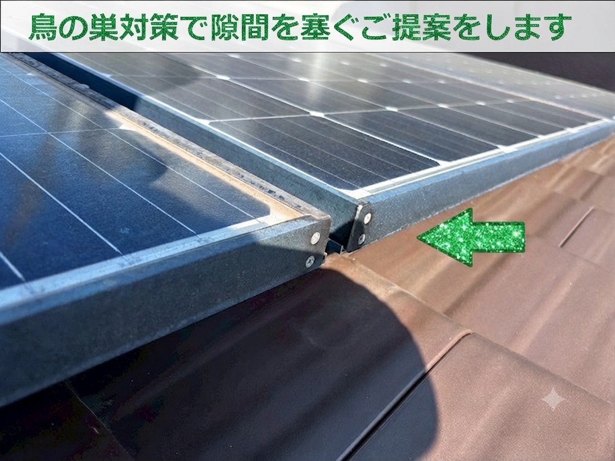 ソーラーパネルと屋根の隙間