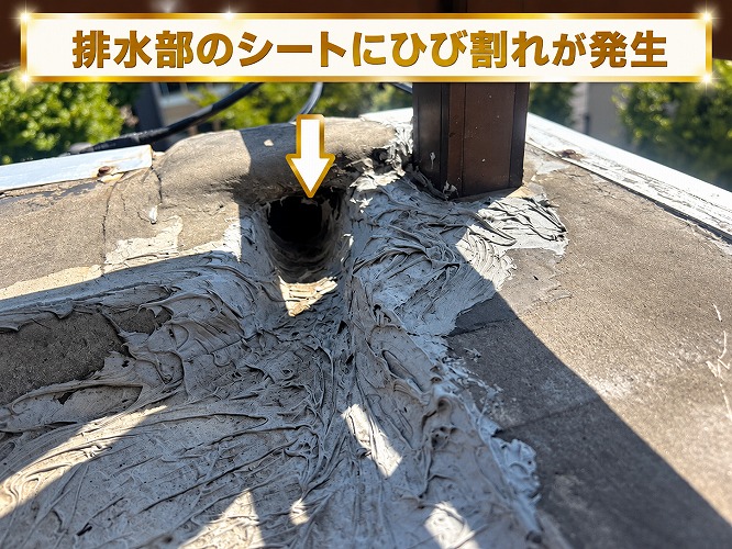 防水部分の劣化した排水