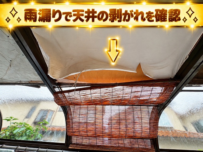 サンルーム天井の剥がれ