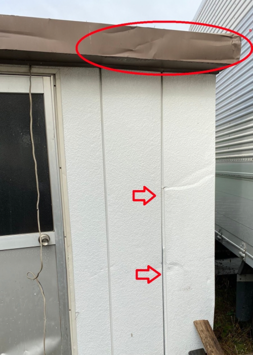 三木市で外壁修理が必要となった物置