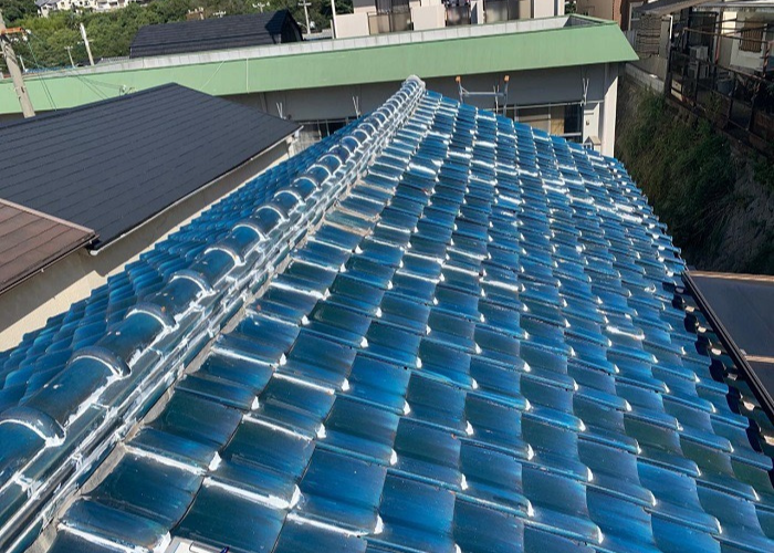 加西市　築40年の瓦屋根調査の様子