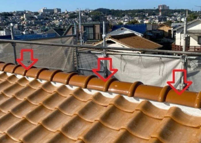 加西市　棟瓦の修理を行った後の様子