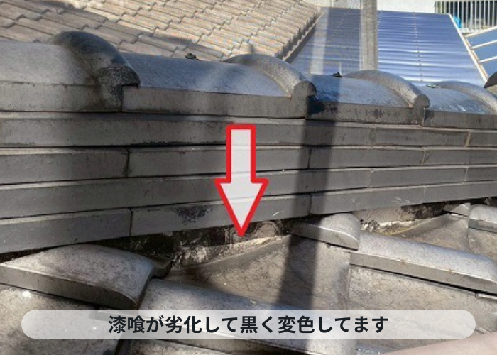 加東市　漆喰が変色している様子