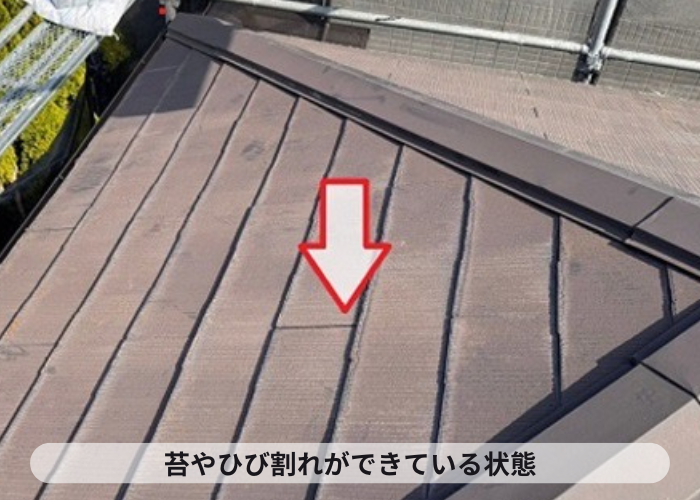 丹波市　スレート屋根の劣化している状態