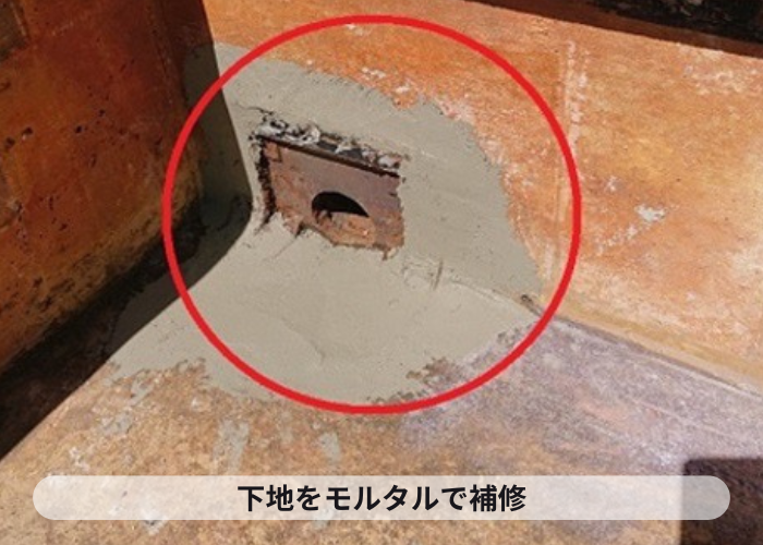 尼崎市　雨漏り原因となっていたドレン廻りの下地を補修