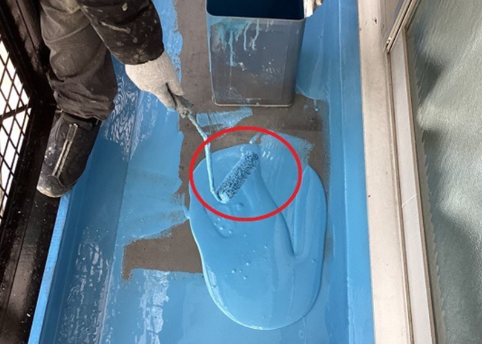 西宮市　ベランダ防水にウレタンを使用