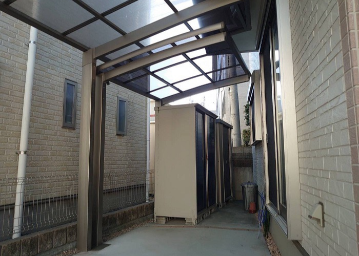 猪名川町　ガレージ屋根の延長工事を行った後の様子