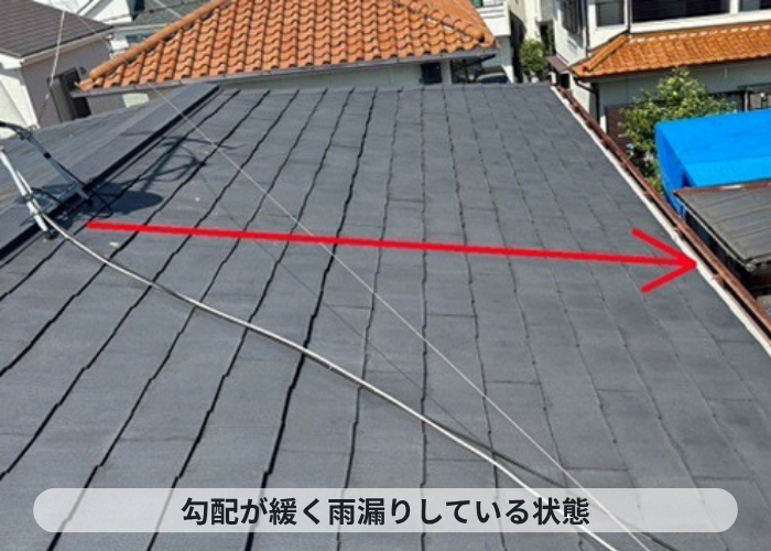 宝塚市　雨漏りしている緩傾斜なスレート屋根