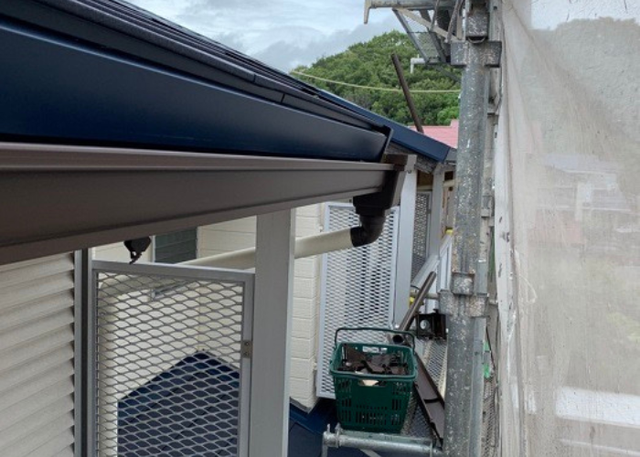 宝塚市　水漏れしている雨樋を部分的に交換した後の様子