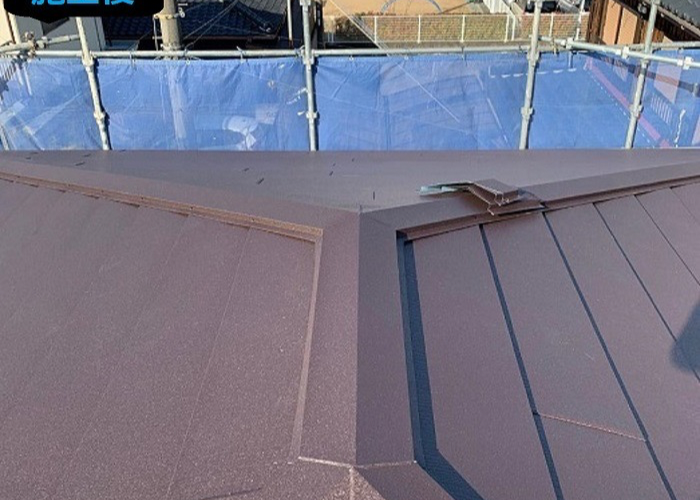 市川町にお住まいの方へご紹介する下地補強を用いてスーパーガルテクトを使用した屋根カバー工法の施工後