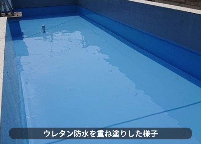 伊丹市　マンションの屋上防水工事でウレタン防水中塗り完了