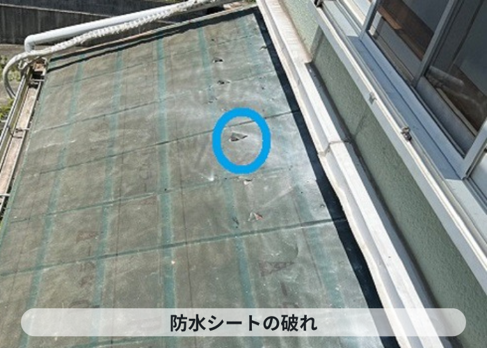 市川町　防水シートの破れ