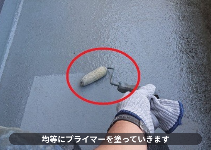 宝塚市　低価格でお勧めのＦＲＰ防水のメンテナンス工事でプライマー塗布