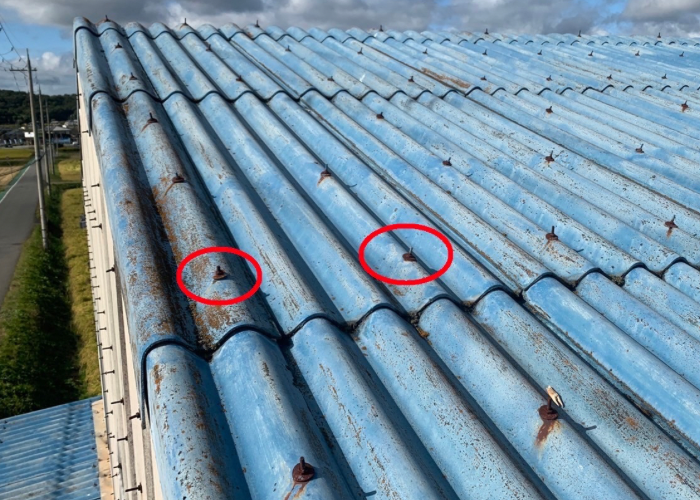 三木市　大波スレートを固定しているフックボルト