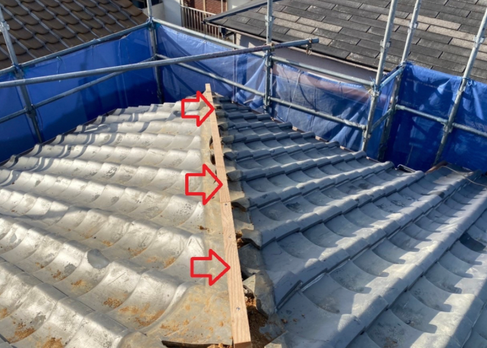 三木市　棟木を取り付けた様子