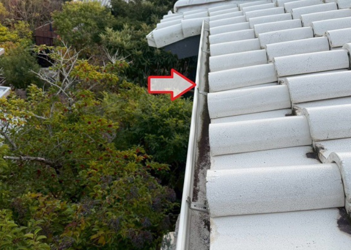 宝塚市で落ち葉除けネットを取り付ける前の様子