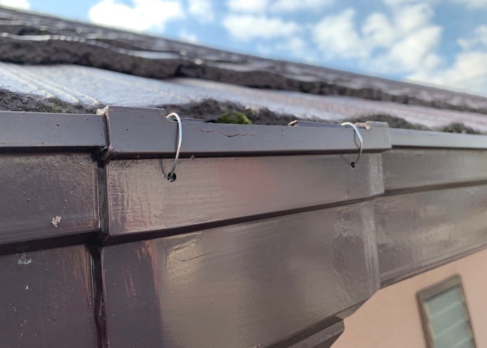 三木市で雨樋の応急処置を行った後の様子