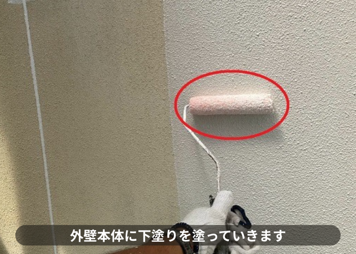 神戸市北区　神戸市北区で日本ペイントのラジカル制御を用いて戸建ての外壁塗り替えを行った現場で外壁下塗