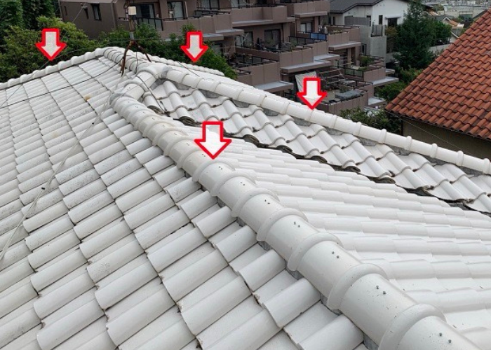 猪名川町　地震対策にお勧めな棟瓦取り直しを行う前の瓦屋根