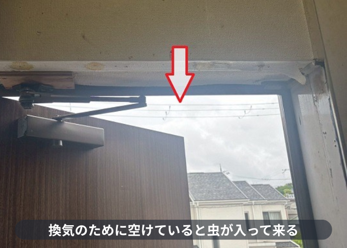 宝塚市　勝手口が空いている様子