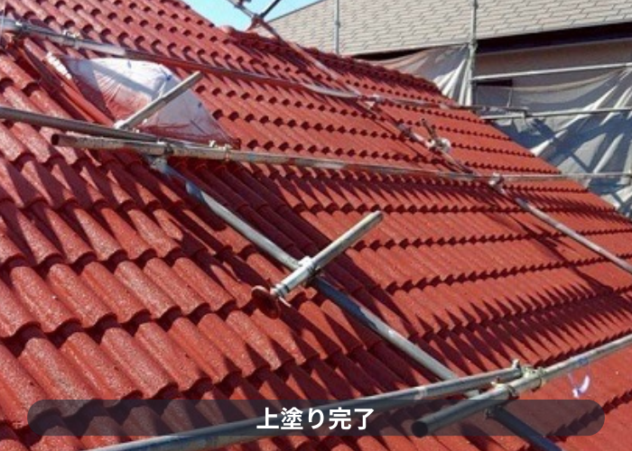 宝塚市　セメント瓦屋根の上塗り完了