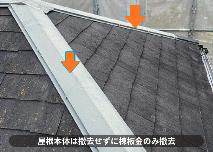 市川町　屋根カバー工法で棟板金撤去