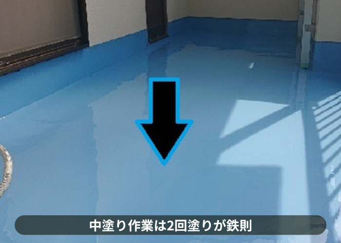 市川町　ウレタン防水工事2回目の中塗り