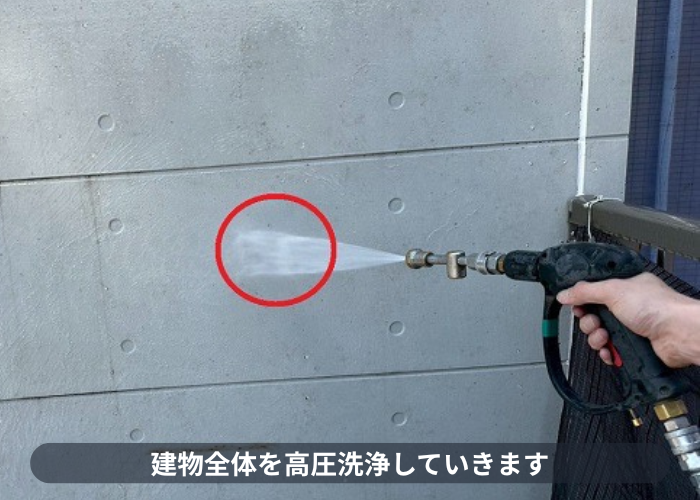 芦屋市　芦屋市で3階建て窯業サイディングの外壁塗装工事で外壁全体を高圧洗浄
