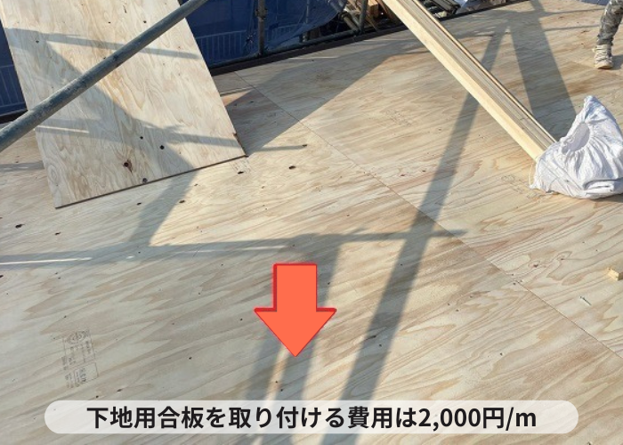 東灘区　下地用合板を取り付ける費用は1㎡当たり2000円