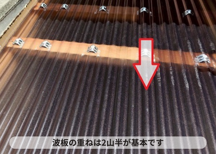 西宮市　波板の重ねは2山半