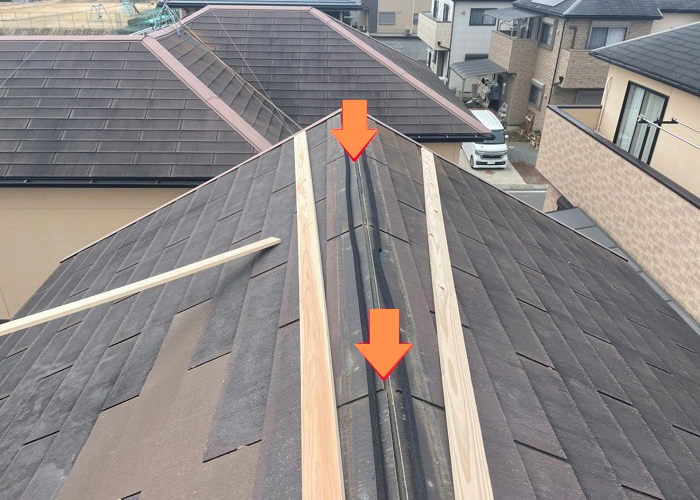 丹波篠山　スレート屋根補修で防水シーラーを取り付けた様子