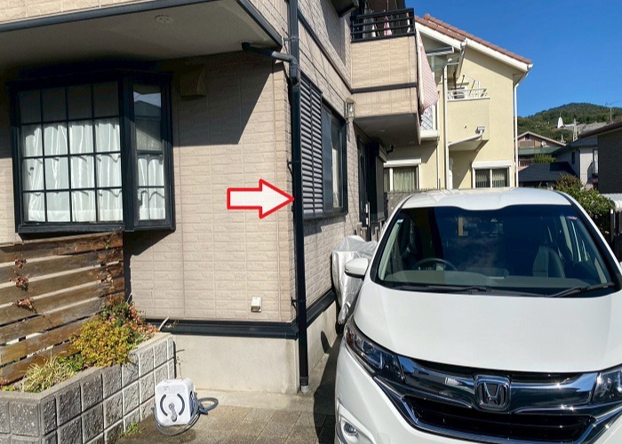 西宮市で破損した竪樋の部分補修を安価に行った後の様子