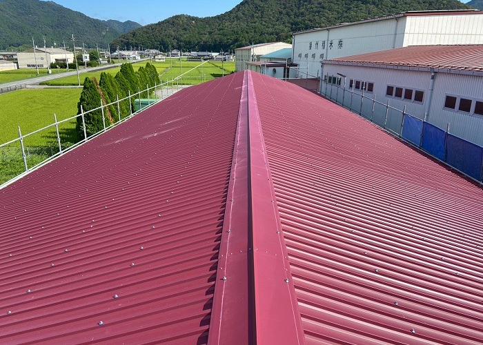 西脇市で工場の屋根カバー工事を行った後の様子