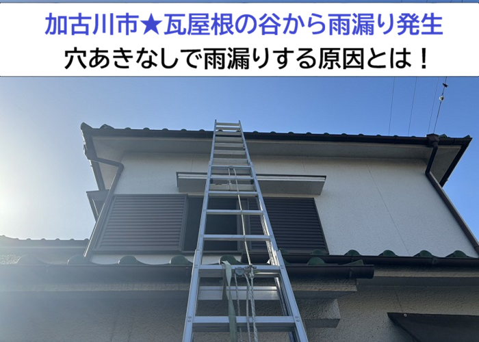 西脇市★瓦屋根の谷から雨漏り発生！穴あきなしで雨漏りする原因とは？